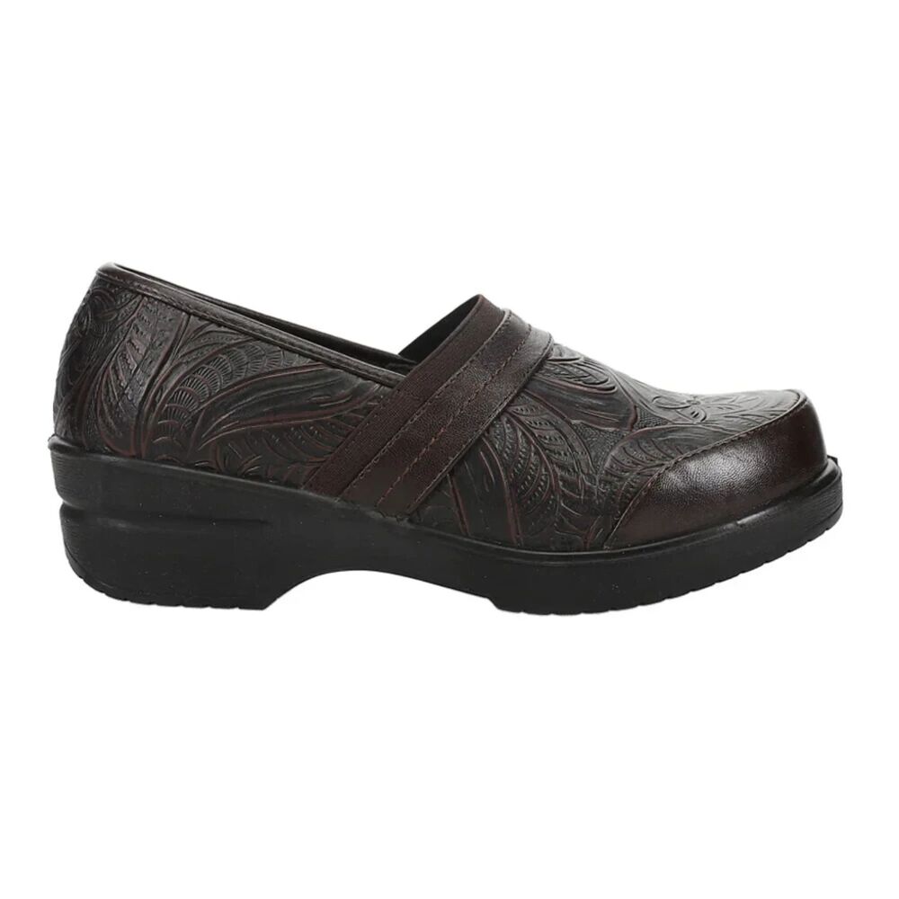 Easy Street Easy Works By Lyndee Slip Resistant Clogs BROWN Tool Sz 5.5